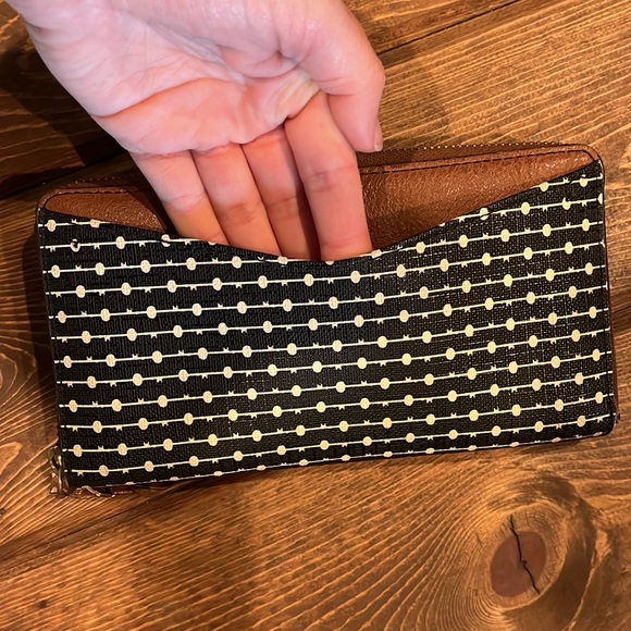 Navy accent leather wallet - Picture 4 of 5